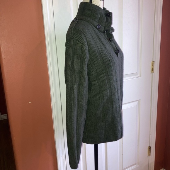 Banana Republic Merino Wool Mockneck Sweater Deep Army Green Men’s Unisex Large - Picture 3 of 8